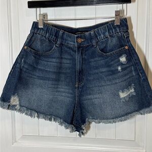 Sincerely Jules - Juniors Denim Cutoff Fringe Shorts